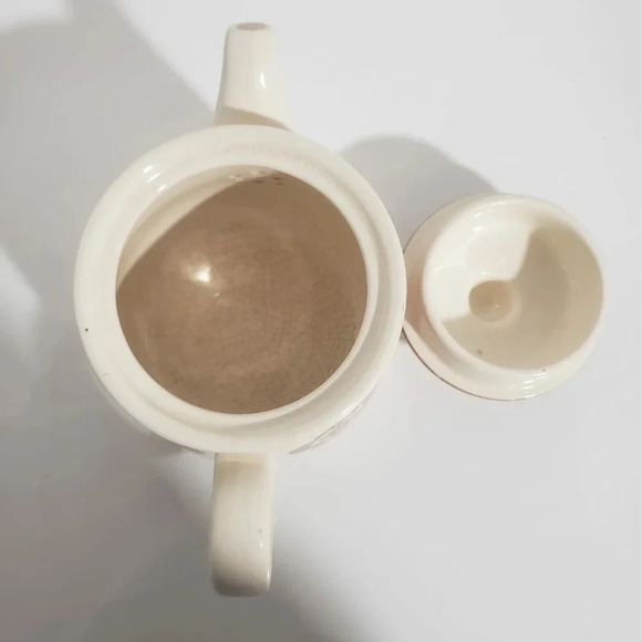 VTG Sadler 1970s Teapot Off  White/Brown/Yellow/Rust Color With Gyometric Design - Picture 4 of 9